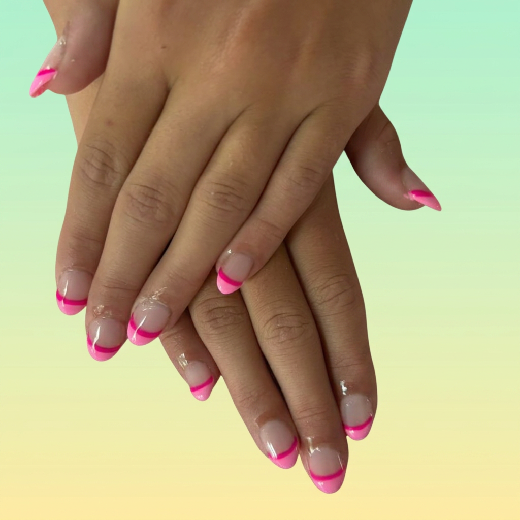 Hot pink french tip nails