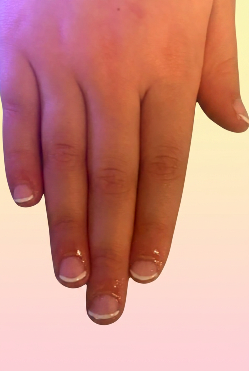 Delicate white french tip nails